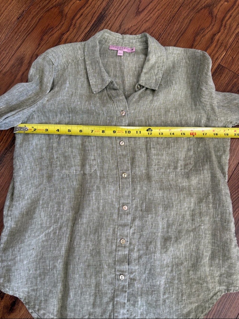 Calypso St. Barth Green Casual Button Down Shirt Relaxed Fit - Picture 9 of 9